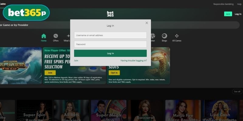 Truy cập BET365 và đăng nhập tài khoản cá nhân trước khi nạp tiền